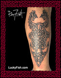Black Graphic Twin Dragons Celtic Tattoo Design