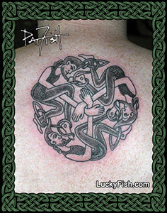 Three Beard Pullers Celtic Monks Tattoo Design