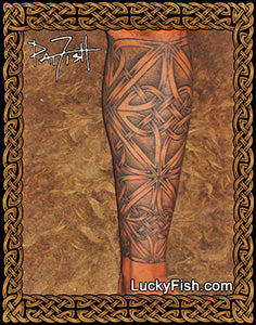 Celtic Star Leg Tattoo Design 
