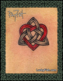 Celtic heart and triquetra colored tattoo
