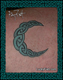 blue Celtic crescent moon tattoo