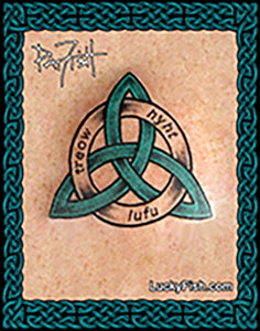Triquetra symbol Celtic tattoo with Gaelic text