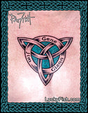 Triquetra design Celtic tattoo featuring LuckyFish branding.
