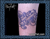 Celtic tattoo of two dogs