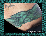 Celtic dog tattoo green color