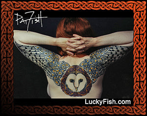backpiece Owl Celtic Tattoo Design