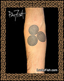 triple spiral Celtic tattoo in inner forearm