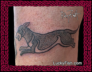 Pictish hunting hound tattoo