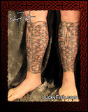 Chain Mail Warrior Leg Celtic Tattoo Design 