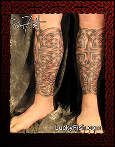 Chain Mail Tattoo, Celtic Lower Leg Design