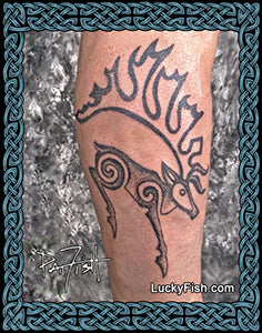 Stag Tattoo with Scythian Pazyryk Design