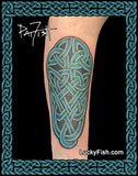 Awakening Celtic Knot Tattoo Design by Pat Fish colored on forearm