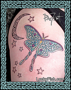 Celtic Luna Moth Tattoo Design