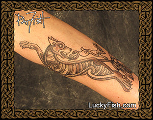 celtic dog hound hare rabbit tattoo