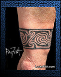bracelet tattoo of Pictish spirals by Pat Fish