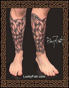 Celtic leg greave knight armor tattoo design