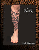 Celtic knotwork lower leg tattoo design