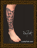 Celtic knot lower leg tattoo pattern high boot