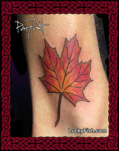 maple leaf tattoo design on ankle
