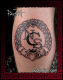 Monogram Claddagh Celtic Tattoo Design