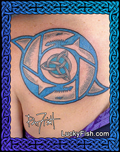 Sharks Circling Crop Circle Tattoo Design