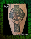 Celtic Claddagh Cross Tree Tattoo Design