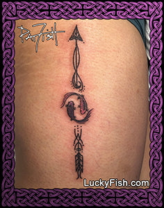 Pisces Fish Tattoo Design with Cupid's Arrow – LuckyFishArt