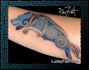 Celtic Border Collie Tattoo Design