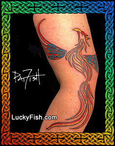flaming phoenix tattoo design