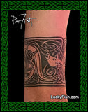 tattoo of Celtic stag being pursued by an Irish Wolfhound