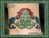 mermaid and fish pictish tattoo design