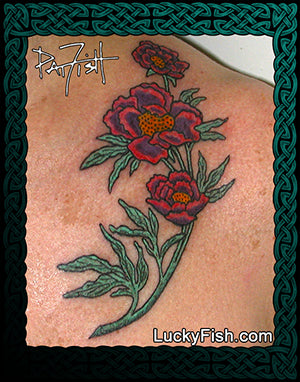 Hiroshige Peonies Tattoo Design