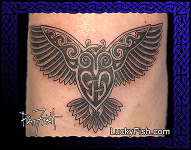 Celtic Great Horned Owl tattoo design