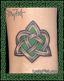 green faithful heart tattoo design