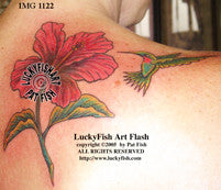 Hibiscus Humming Tattoo Design 1
