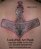 Thor's Dragon Hammer Viking Tattoo Design 1