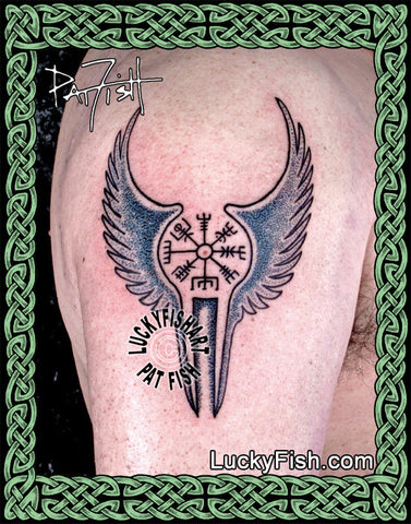 Valkyrie Compass Nordic Viking Tattoo Design