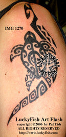 Surfing Turtle Tribal Tattoo Design 1