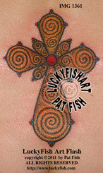 Greek Vortex Cross Tattoo Design 1