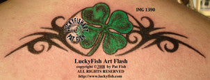 Four Leaf Clover Tribal Tattoo Design 1