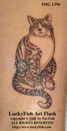 Contented Cat Tattoo Design 1