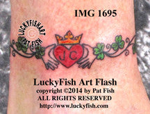 Shamrock Claddagh Anklet Celtic Tattoo Design 1