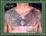 Celtic Animal Tangle Chest Tattoo Designs 