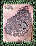 Celtic Peacock-Lion-Eel Tattoo Design