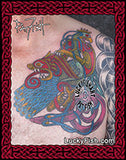 Celtic Chest Piece Peacock-Lion-Eel Tattoo Design 