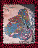 Celtic Chest Piece Peacock-Lion-Eel Tattoo Design