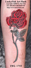 Long Stem Rose Tattoo Design