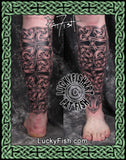 Celtic Shin Guard Wrap Tattoo Design front-back