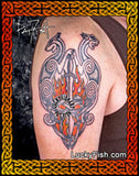 Flaming Sword Cats Celtic Tattoo Design