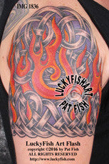 Flaming Knotwork Half-sleeve Celtic Tattoo Design